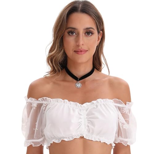 YOMORIO Dirndl Bluse Damen Elegante Klassisches Dirndl Oberteil mit Spitzen- und Tülldetails, für Oktoberfest, Karneval und Volksfeste YOMORIO Dirndl Bluse Damen Elegante Klassisches Dirndl Oberteil mit Spitzen- und Tülldetails, für Oktoberfest, Karneval und Volksfeste von YOMORIO
