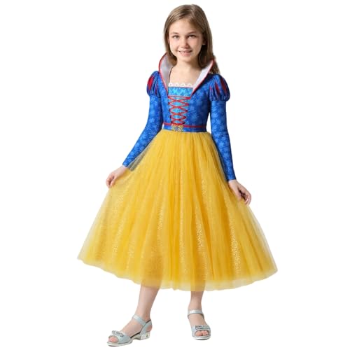 YOMORIO Gelbes Prinzessinnenkleid Märchen Kostüm mit Tüllrock Geburtstag Party Halloween Karneval Cosplay Kleider von YOMORIO
