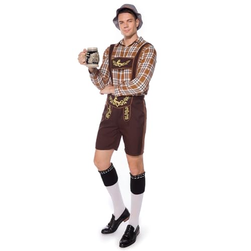 YOMORIO Oktoberfest Herren Outfit Komplett Set Traditionelles Bayrisches Trachtenhemd für Oktoberfest, Karneval YOMORIO Oktoberfest Herren Outfit Komplett Set Traditionelles Bayrisches Trachtenhemd für Oktoberfest, Karneval von YOMORIO