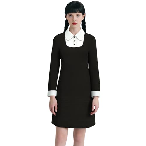 YOMORIO Wednesday Kostüm Damen Schwarzes Gotisch Cosplay Kleid Halloween Karneval Outfit für Frauen YOMORIO Wednesday Kostüm Damen Schwarzes Gotisch Cosplay Kleid Halloween Karneval Outfit für Frauen von YOMORIO