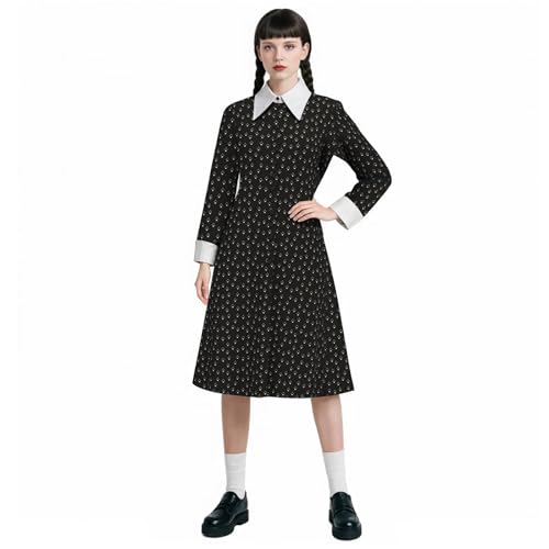 YOMORIO Wednesday Kostüm Damen Schwarzes Gotisch Cosplay Kleid Halloween Karneval Outfit für Frauen YOMORIO Wednesday Kostüm Damen Schwarzes Gotisch Cosplay Kleid Halloween Karneval Outfit für Frauen von YOMORIO