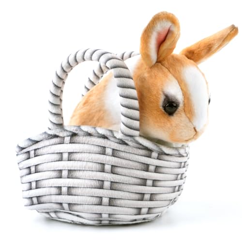 YONLIT Lebensechtes Plüsch-Haustier-Hasenkorb-Set, realistisches Kaninchen-Stofftier mit einer geeigneten Stoff-Haustiertasche, niedliches und lustiges Geschenk für Ester-Geschenk oder Sachensammlung von YONLIT