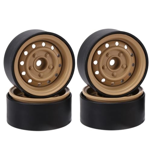 Für Axial Für SCX10 Für Traxxas Für TRX4 D90 Für Redcat Gen8 100 Gr/Teile 1/10 RC Crawler CarMetal 1,9 "Beadlock Felge Rad Hub RC Autoteile(Yellow) von YONMFRDS