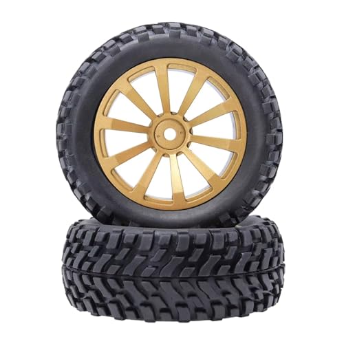 YONMFRDS Für HSP, Für HPI, Für Axial, Für SCX10, Für Traxxas, Für TRX-4, Für Tamiya RC Für Rally On Road RC Car Tyr 1/10, 2 STK. RC-Reifen, Radnabe, Felge, Sechskant, 12 Mm RC Car Reifen(Yellow) von YONMFRDS