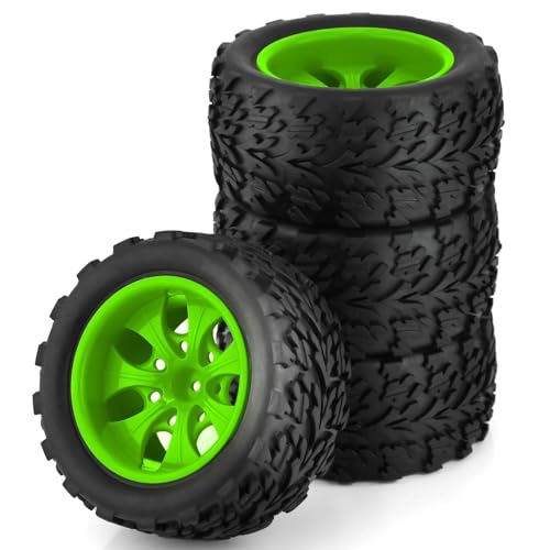 Für Traxxas Für Scx10 Für HPI Für HSP Für Tamiya Für Kyosho Für Wltoys Radnabe Hot Wheels Reifen Für Rc Auto 1/10 Für Monster Truck Off Road RC Car Reifen(Green) von YONMFRDS