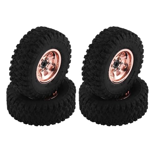 RC Autoteile Für Axial Für SCX24 Für AX24 Für Enduro24 Für Traxxas Für TRX4M Für FMS Für FCX24 1/18 1/24 Metall 1,0 "Beadlock Deep Dish Rad Reifen Set RC Crawler Auto Upgrade Teile(Natural) von YONMFRDS