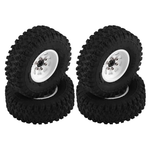 RC Autoteile Für Axial Für SCX24 Für AX24 Für Enduro24 Für Traxxas Für TRX4M Für FMS Für FCX24 1/18 1/24 Metall 1,0 "Beadlock Deep Dish Rad Reifen Set RC Crawler Auto Upgrade Teile(White) von YONMFRDS