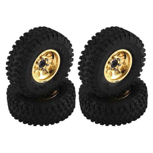 RC Autoteile Für Axial Für SCX24 Für AX24 Für Enduro24 Für Traxxas Für TRX4M Für FMS Für FCX24 1/18 1/24 Metall 1,0 "Beadlock Deep Dish Rad Reifen Set RC Crawler Auto Upgrade Teile(Yellow) von YONMFRDS