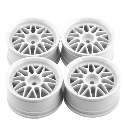 RC Autoteile Für HPI Für Sakura Für Traxxas Für Tamiya Für XV02 Für Kyosho Für HSP 52mm 1/10 RC On-Road Drift Racing Auto Kunststoff Felge Radnaben RC Auto Teile(White) von YONMFRDS