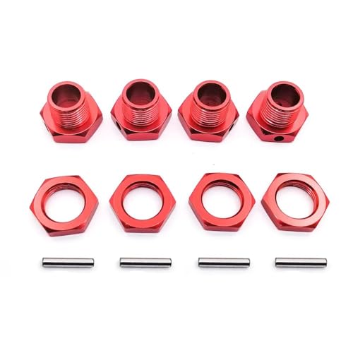 RC Autoteile Für HSP Für HPI Für Losi Für Kyosho Für Axial Für Tamiya 81011 1/8 M17 17mm Rad Hex Naben Adapter Mutter Pin Anti-Staub Abdeckung RC Modell Auto Zubehör(Red) von YONMFRDS