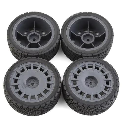 RC Autoteile Für Kyosho Für Wlt Für Tamiya Für TT02 XV01 Für HSP 94123 Für HPI 1/10, 67 Mm Felge, Gummireifen, Universelles Upgrade, RC Rally On-Road Racing Autoteile(Gray) von YONMFRDS