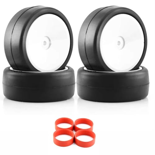 RC Autoteile Für Tamiya 1/10 Für TT01 TT02 XV01 Für PTG-2 Für HPI Für HSP RC Auto Upgrade Teile High Grip Reifen Rad 65 * 26mm Reifen RC Rennwagen Dekoration(Red) von YONMFRDS