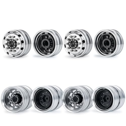 YONMFRDS RC Autoteile Für Tamiya 1/14 LKW 8x8 RC Anhänger Traktor Auto Upgrade Teile Aluminium Legierung Vorne Hinten Räder Naben Felgen Set Ersatz Zubehör 8PCS(R-07) von YONMFRDS