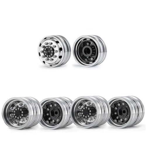 RC Autoteile Für Tamiya 1/14 Metall Vorder- Und Hinterradnabenfelgensatz 6x6 LKW RC Anhänger Traktor Auto Upgrade Teile Änderung Autozubehör 6 STK(R-1) von YONMFRDS