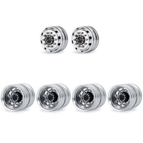 RC Autoteile Für Tamiya 1/14 Metall Vorder- Und Hinterradnabenfelgensatz 6x6 LKW RC Anhänger Traktor Auto Upgrade Teile Änderung Autozubehör 6 STK(R-7) von YONMFRDS