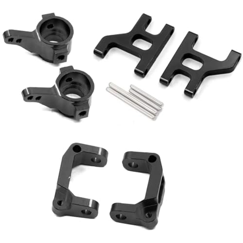 RC Autoteile Für Tamiya Für CC01 1/10 Metall Front Steering Cup C Hub Carrier Suspension Arm Set RC Crawler Auto Upgrade Teile(Black) von YONMFRDS