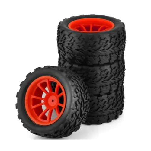 RC Autoteile Für Tamiya Für Kyosho 1/10 RC Auto Für Monster Truck Für Buggy Reifen Reifen Rad Schaumstoffeinsätze 12 Mm Sechskant 4 Stück 118 Mm(Red) von YONMFRDS