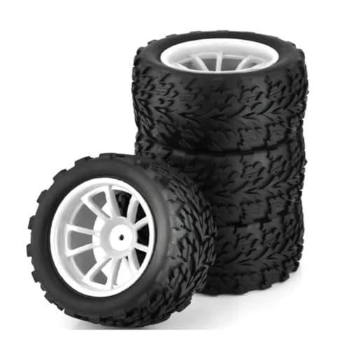 RC Autoteile Für Tamiya Für Kyosho 1/10 RC Auto Für Monster Truck Für Buggy Reifen Reifen Rad Schaumstoffeinsätze 12 Mm Sechskant 4 Stück 118 Mm(White) von YONMFRDS