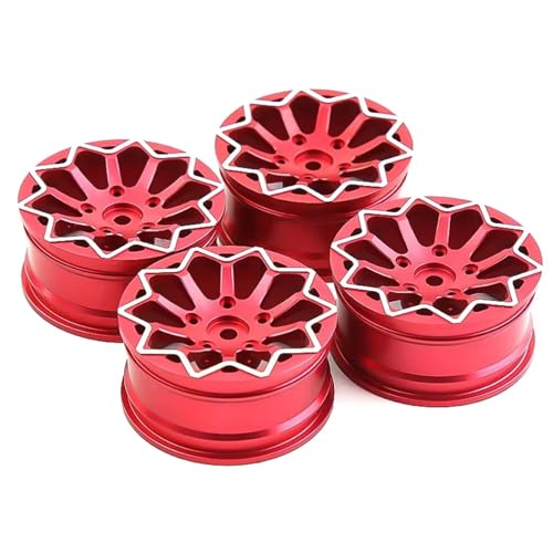 RC Autoteile Für Tamiya Für Kyosho Für HSP Für HPI Für Sakura Für Traxxas 4 Stücke 52mm 1/10 RC On Road Drift TOU Für Rennwagen Metall Felge Radnaben(Red) von YONMFRDS