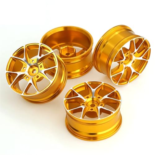 RC Autoteile Für Tamiya Für Kyosho Für HSP Für HPI Für Sakura Für Traxxas 4 Stücke 52mm 1/10 RC On Road Drift Touring Für Rennwagen Metall Felge Radnaben(Yellow) von YONMFRDS