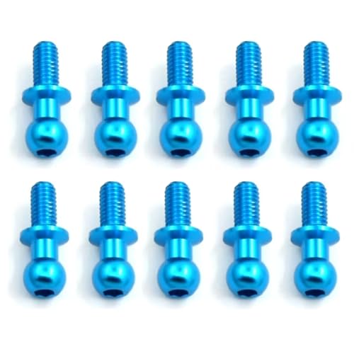 RC Autoteile Für Tamiya Für TT01 Für TT02 Für Sakura D5 1/10 10Pcs M3 Metall Hex Ball Kopf Schrauben RC Drift Auto Ersatzteile Universal Zubehör Ersatz(Blue) von YONMFRDS