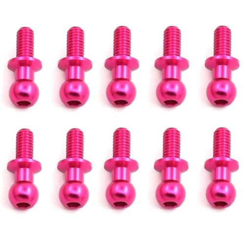 RC Autoteile Für Tamiya Für TT01 Für TT02 Für Sakura Für D5 1/10 10Pcs M3 Metall Hex Ball Kopf Schrauben RC Drift Auto Ersatzteile Universal(Red) von YONMFRDS