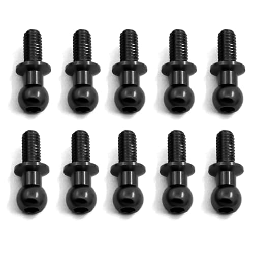 RC Autoteile Für Tamiya Für TT01 TT02 Für Sakura D5 1/10 RC Drift Auto Ersatzteile Universal M3 Metall Hex Ball Kopf Schrauben Dekoration RC Auto Zubehör(Black) von YONMFRDS