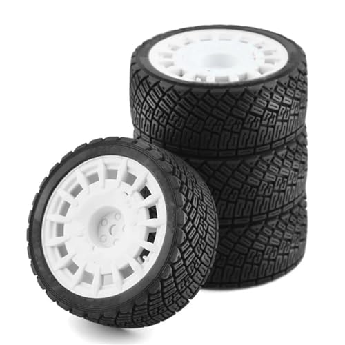RC Autoteile Für Tamiya Für TT02 XV01 Für HSP 94123 Für HPI Für Kyosho Für WLt 1/10 RC Rally On-Road Racing Auto Teile 67mm Universal Felge Gummi Reifen(White) von YONMFRDS