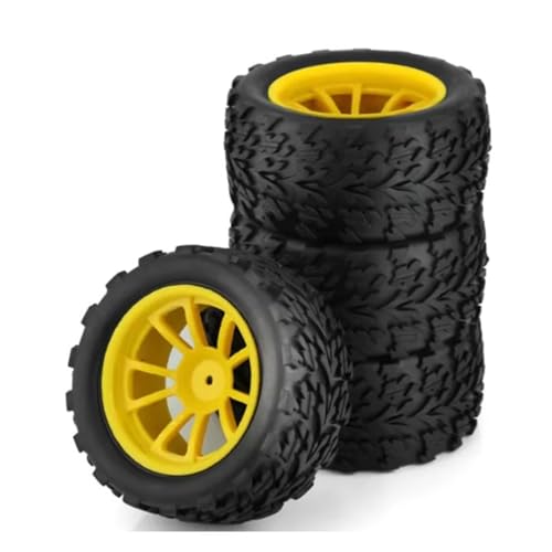 RC Autoteile Für Traxxas Für Arrma Für Redcat Für HSP Für HPI Für Flux 1/10 RC Auto Für Monster Truck Für Buggy Reifen Reifen Rad Schaum Einsätze 12mm Hex 4 Stücke 118MM(Yellow) von YONMFRDS