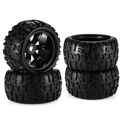 RC Autoteile Für Traxxas Für Maxx Für Tmaxx Für E-Revo Für Revo 3.3 Für JLB Für Cheetah Für Monster 1/8 Maßstab 17 Mm Sechskant-RC-Truck-Reifen Und-Felgen-Set Geklebt(Black 8477,A) von YONMFRDS