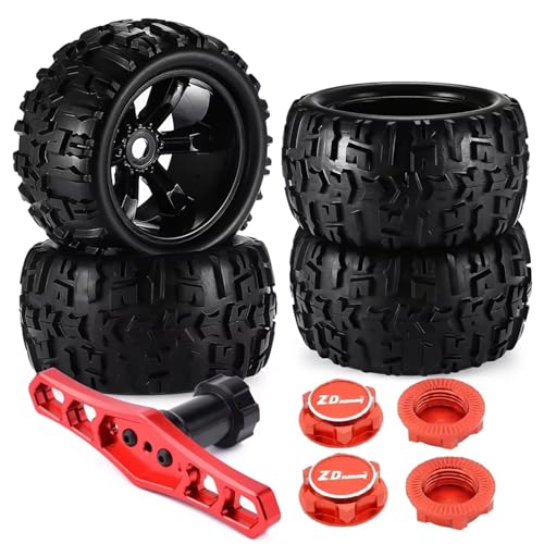 RC Autoteile Für Traxxas Für Maxx Für Tmaxx Für E-Revo Für Revo 3.3 Für JLB Für Cheetah Für Monster 1/8 Maßstab 17 Mm Sechskant-RC-Truck-Reifen Und-Felgen-Set Geklebt(Black 8477,B) von YONMFRDS
