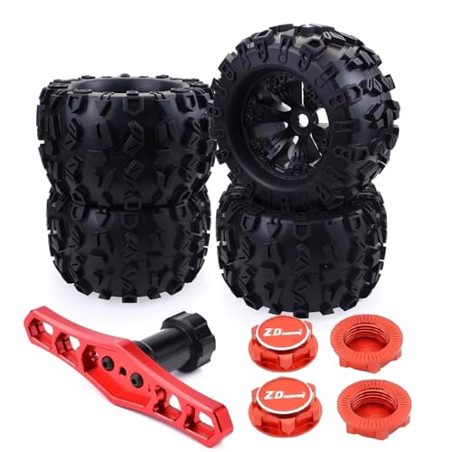 RC Autoteile Für Traxxas Für Maxx Für Tmaxx Für E-Revo Für Revo 3.3 Für JLB Für Cheetah Für Monster 1/8 Maßstab 17 Mm Sechskant-RC-Truck-Reifen Und-Felgen-Set Geklebt(Black 8483,B) von YONMFRDS