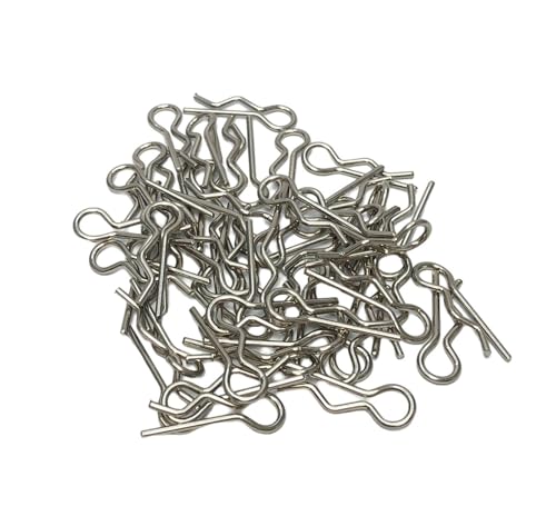 RC Autoteile Für Traxxas Für SCX10 1/5 1/6 1/7 1/8 1/18 1/12 1/16 1/14 RC Autos Shell Körper Clips Pins R Schnallen Feste RC Auto Teile Auto Zubehör 50 Stücke(Silver,1-18) von YONMFRDS