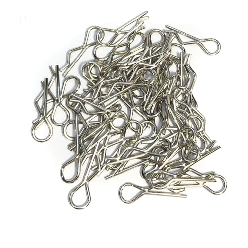 RC Autoteile Für Traxxas Für SCX10 1/5 1/6 1/7 1/8 1/18 1/12 1/16 1/14 RC Autos Shell Körper Clips Pins R Schnallen Feste RC Auto Teile Auto Zubehör 50 Stücke(Silver,1-8) von YONMFRDS