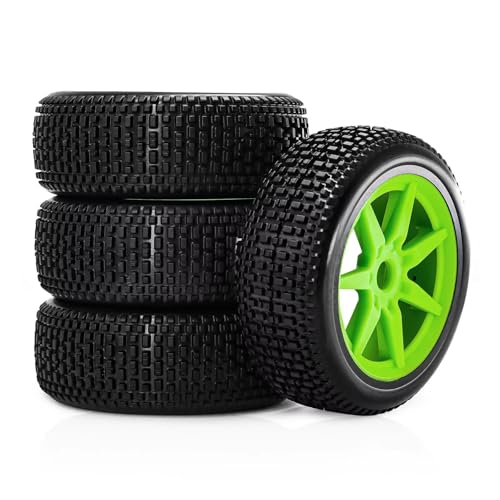 RC Autoteile Für Traxxas Für Team Für Losi Für Kyosho 1/8 4 Stück 117mm RC Off-Road Für Buggy Reifen Rad 17mm Hex RC Auto Upgrade Teile Zubehör(Green) von YONMFRDS