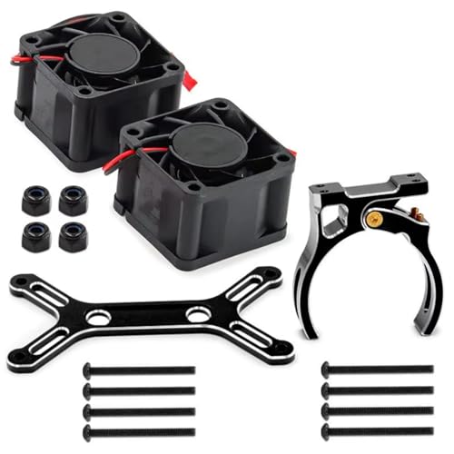 RC Autoteile Für Traxxas Für X-Maxx 6S 8S Für Arrma Für Kraton Für Outcast 1/5 Metall Dual Lüfter 4985 1717 Motor Kühlkörper RC Auto Upgrade Teile(Black) von YONMFRDS
