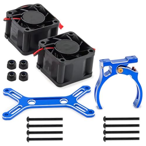 RC Autoteile Für Traxxas Für X-Maxx 6S 8S Für Arrma Für Kraton Für Outcast 1/5 Metall Dual Lüfter 4985 1717 Motor Kühlkörper RC Auto Upgrade Teile(Blue) von YONMFRDS