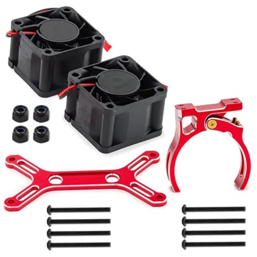 RC Autoteile Für Traxxas Für X-Maxx 6S 8S Für Arrma Für Kraton Für Outcast 1/5 Metall Dual Lüfter 4985 1717 Motor Kühlkörper RC Auto Upgrade Teile(Red) von YONMFRDS