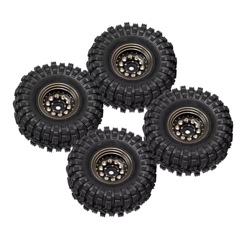 Für Axial Für SCX24 Für AX24 Für TRX4M Für FCX24 Schwarz Beschichtung Messing 1,0 "Beadlock Rad Reifen Set Für 1/24 1/18 RC Crawler Auto RC Car Reifen(Black) von YONMFRDS