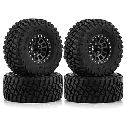 Für Axial Für SCX24 Für TRX4M Für FCX24 4 Stücke Metall 1,0 Beadlock Felge Gummi Reifen Set Für 1/18 1/24 RC Crawler Upgrade Teile RC Car Reifen(Black,A) von YONMFRDS