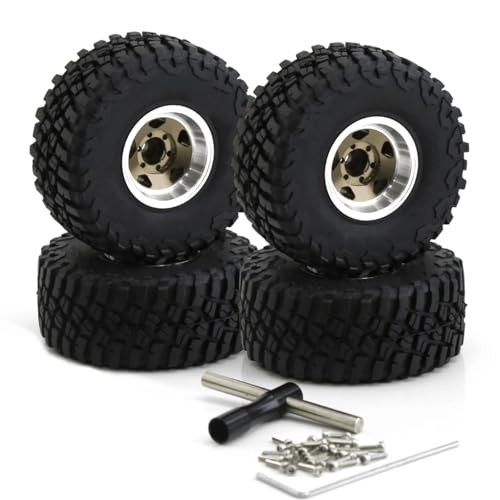YONMFRDS Für Axial Für Scx24 AX24 Für Trx4m Für Fcx24 1/18 1/24 RC Crawler 4 Stücke 57mm Metall 1,0 "beadlock Felge Gummi Reifen Set Upgrade Teile RC Autoteile(Brown) von YONMFRDS