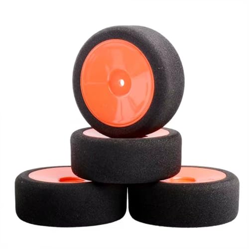 YONMFRDS Für HSP Für HPI 1/10 Onroad RC Auto 12mm Hex RC Für Rennwagen Zubehör 4Pcs Set Für Racing Schaum Reifen Felge Set RC Autoteile(Orange) von YONMFRDS