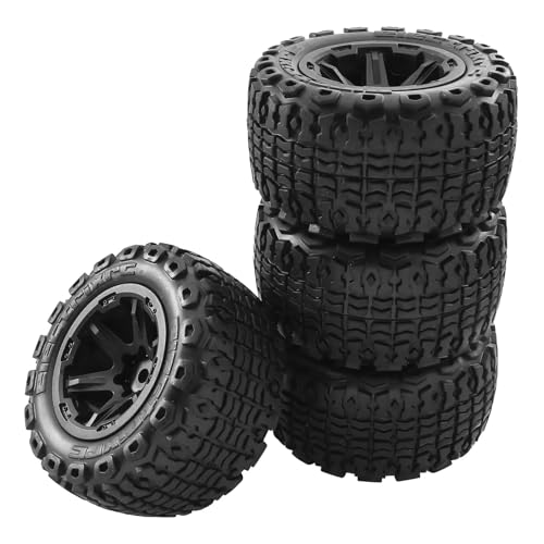 YONMFRDS Für MJX Für H16 16207 16208 16209 16210 1/16 4 Stücke 104mm Durchmesser Gummi Rad Reifen Reifen Mit 12mm Hex RC Auto Upgrade Teile RC Car Reifen(Black) von YONMFRDS