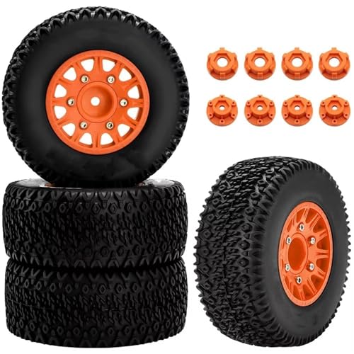 Für Slash Für Arrma Für Senton Für Axial Für Losi Für HSP 1/10 Auto RC LKW Für Universal Reifen 12mm/14mm Hex RC Rad Und Reifen Für RC Car Reifen(Orange) von YONMFRDS