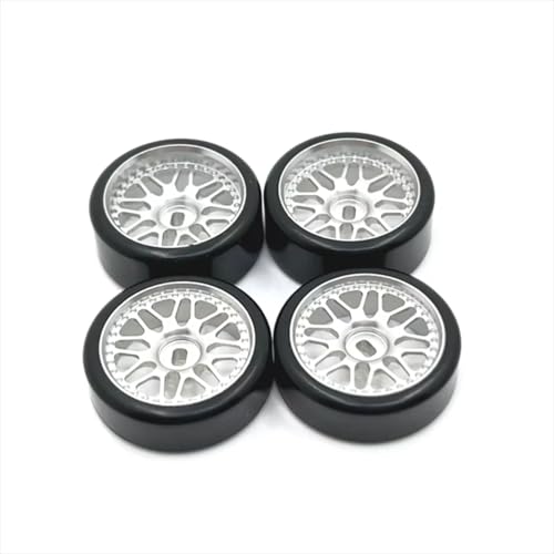 YONMFRDS Für WLtoys Für Kyosho 1/28 RC Auto Ersatzteile Metall Upgrade 27mm Zwei Breite Zwei Schmale Drift Rad Reifen RC Autoteile(Silver) von YONMFRDS