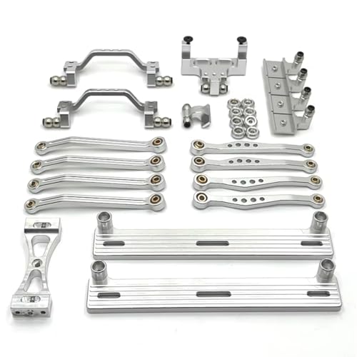YONMFRDS Für WPL 1/16 C64 Metall Verbesserte Zubehör Pedal Zugstange Suspension Rahmen Ruder Basis Set RC Auto Ersatz Teile RC Autoteile(Silver) von YONMFRDS