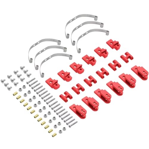 YONMFRDS Für WPL B14 B24 B1 B16 B36 Für JJRC Q60 Q63 Q75 1/16 RC Auto Upgrade Teile 4x4 6x6 Stahl Stoßdämpfer Suspension Für Blattfedern RC Autoteile(Red,6x6) von YONMFRDS