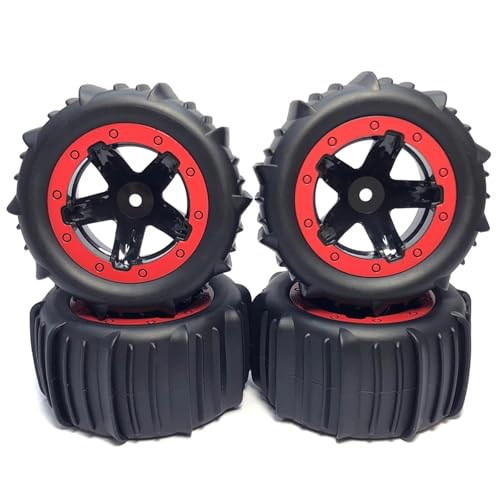 Für Wltoys 144001 124018 Für HBX Für MJX Für ZWN Für SMAX 1625 Für RH1635 4 Stücke RC 1/16 1/14 Für Buggy Reifen Hex 12mm Reifen Räder RC Car Reifen(Red) von YONMFRDS