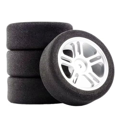 YONMFRDS Für Wltoys 144001 124019 124017 Für A959-Teile Auf Der Straße, 4-teilige Schaumreifen, 68-mm-Rad, Passend 12-mm-Sechskant, 1/16 1/14 1/12 Ferngesteuerte Autos RC Car Reifen(Silver) von YONMFRDS