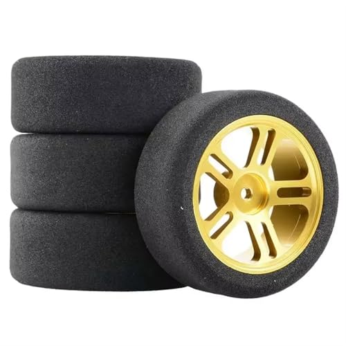 YONMFRDS Für Wltoys 144001 124019 124017 Für A959-Teile Auf Der Straße, 4-teilige Schaumreifen, 68-mm-Rad, Passend 12-mm-Sechskant, 1/16 1/14 1/12 Ferngesteuerte Autos RC Car Reifen(Yellow) von YONMFRDS